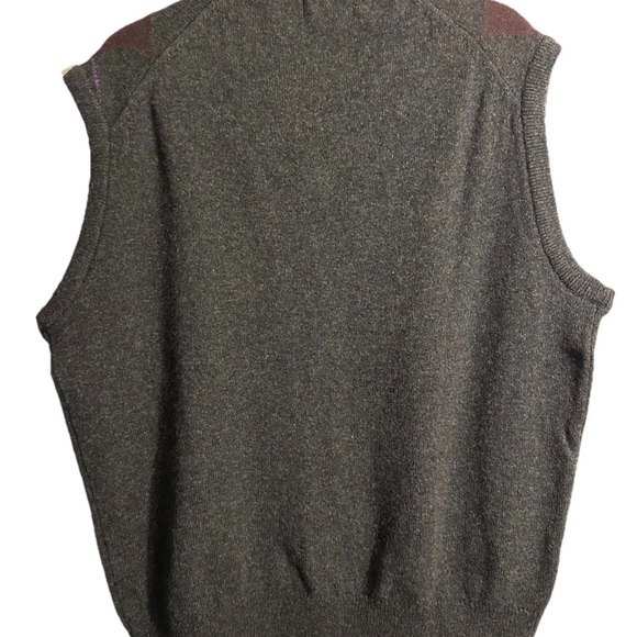 Vintage L.L. Bean V-Neck Argyle Sweater Vest Lambswool Made in Scotland Large - Picture 2 of 6